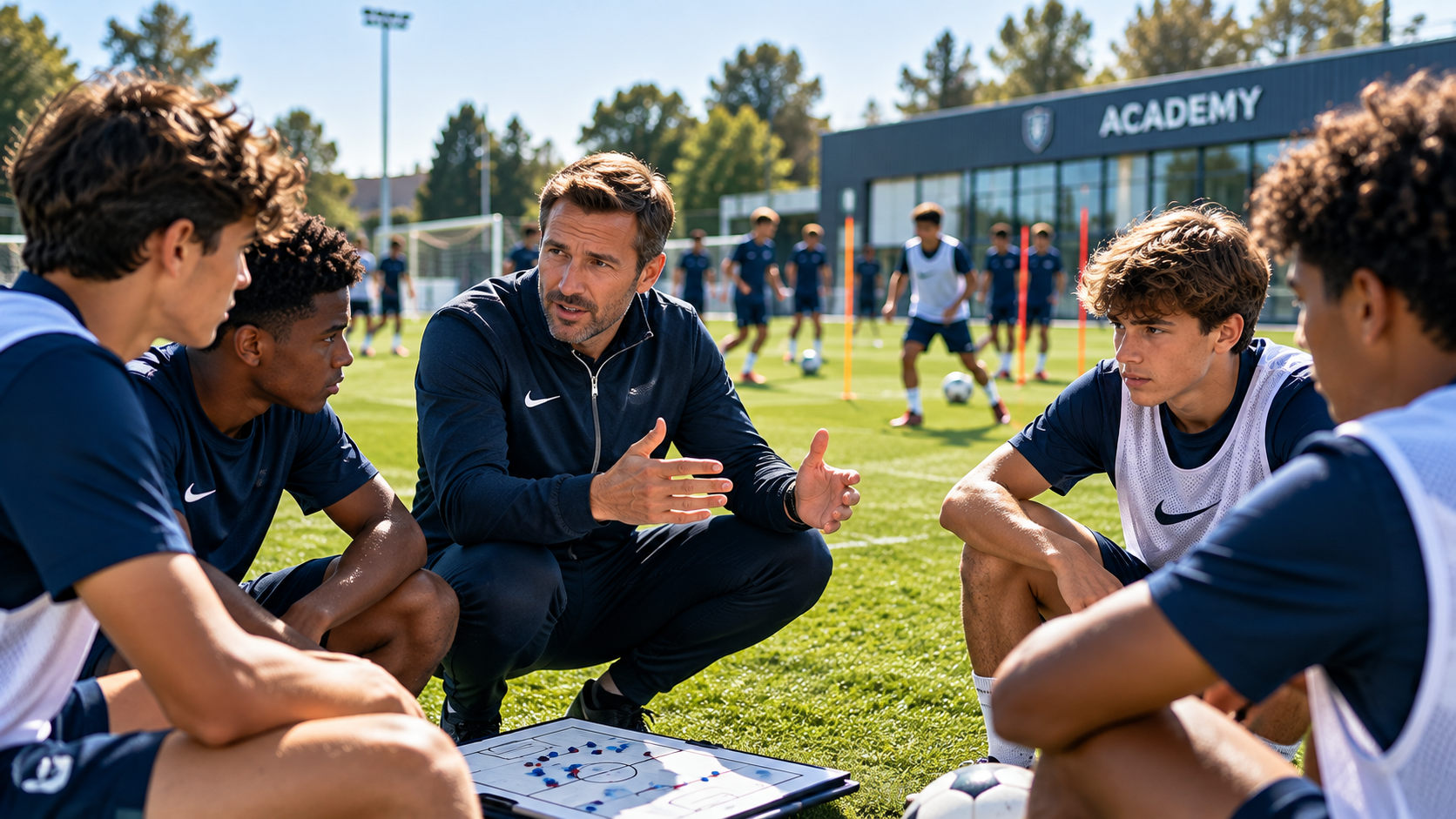 Brief tactique à l’académie de football
