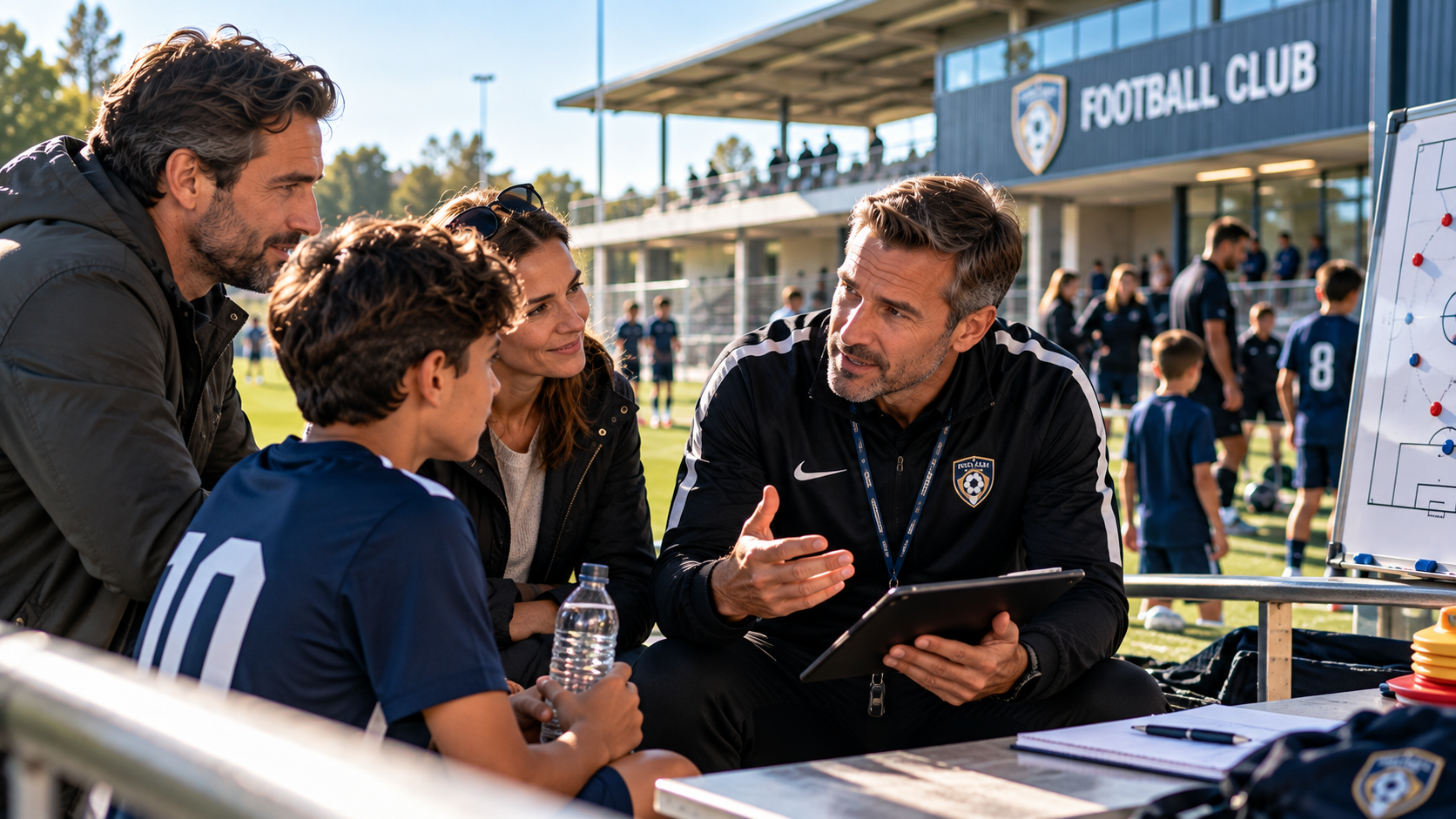 Moment de coaching au club de football